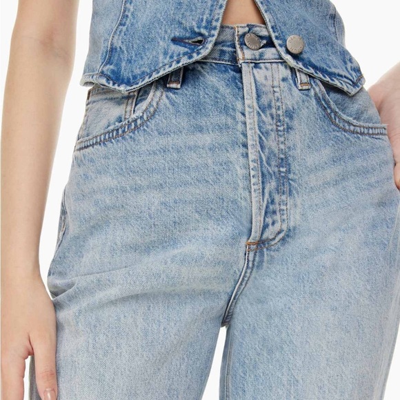 Aritzia Denim Forum Light Blue Distressed High Rise Loose Jeans | Size 26/29L - Picture 8 of 16